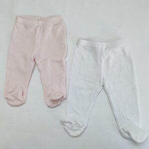 2x basic broekje met voetjes pink/white Zara 0-1m / 56