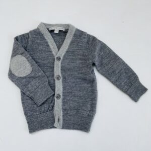Gilet tricot grijs met elleboogpatch Buissonnière 9-12m