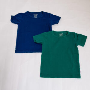 2x basic t-shirt / onderhemdjes groen/blauw 2jr / 92