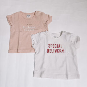 2x t-shirt pink/white Feliz by Filou 6m