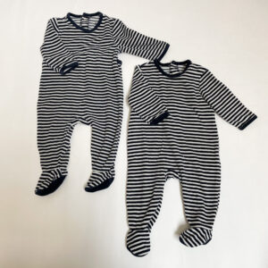 2x pyjama met voetjes stripes fluweel La Redoute 68