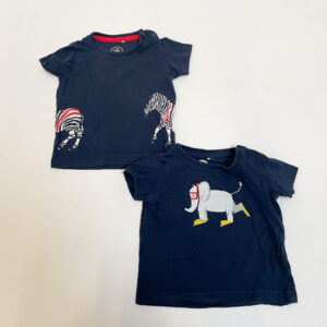 2x t-shirt olifant/zebra JBC 6m / 68