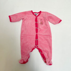 Fluwelen pyjama met voetjes pink stripes Petit Bateau 3m / 60