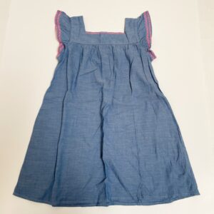 Kleedje blauw sleeveless pink embroidery H&M 128