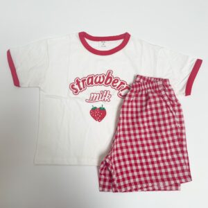 Tweedelige set t-shirt + short strawberry milk Vivid-i M / 3-5jr