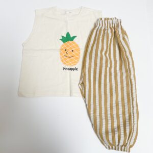 Tweedelige set shirt pineapple + licht broekje midi stripes Blackbean M / 3-5jr