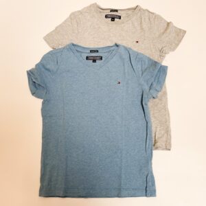 2x t-shirt blauw/grijs Tommy Hilfiger 116
