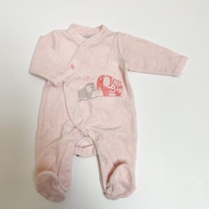 Pyjama met voetjes velours pink olifantjes Noukie’s 1m / 56
